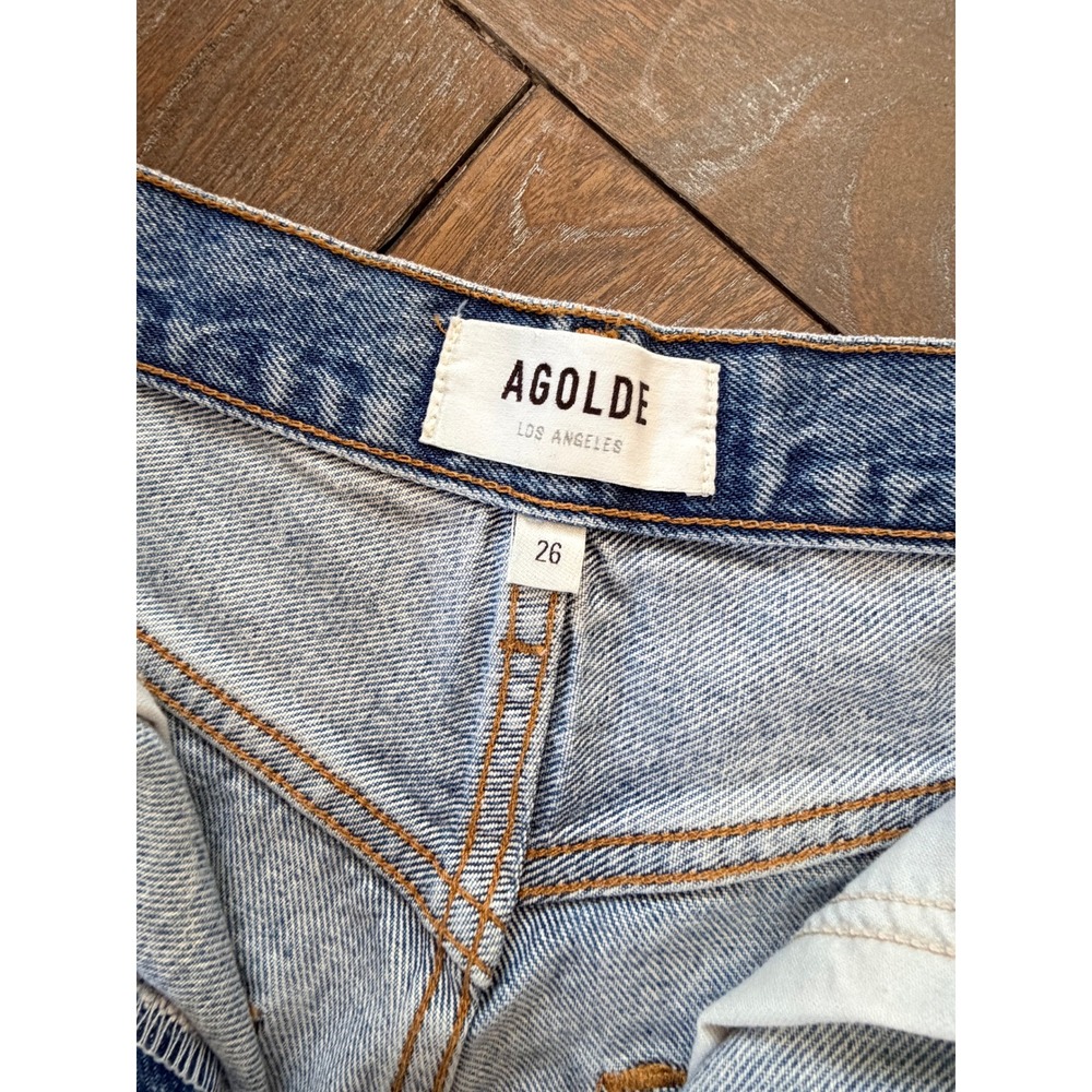 AGOLDE Stella High Rise Distressed Denim Shorts Womens Light Wash 26 - Picture 2 of 8